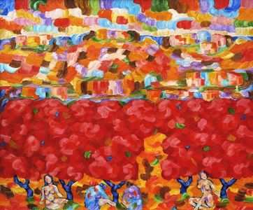 Provence Red Almond Trees - 100cm x 120cm