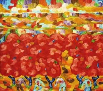 Provence Red Almond Trees - 85cm x 95cm