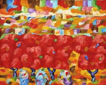 Provence Red Almond Trees - 60cm x 75cm